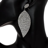 Clear Leaf Shape Pave Stone Felt Earrings