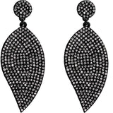 Clear Leaf Shape Pave Stone Felt Earrings