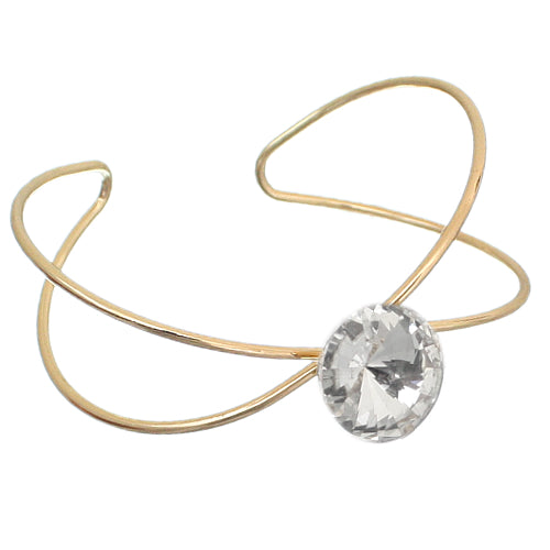 Clear Faux Gemstone Cutout Cuff Bracelet