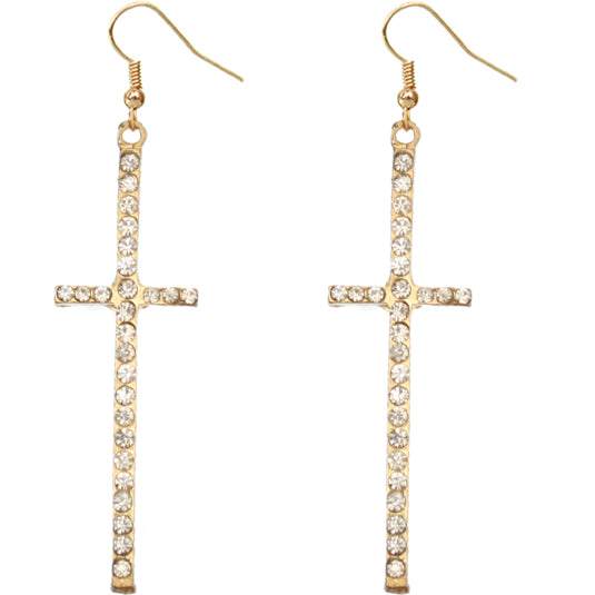 Clear Cross Earrings