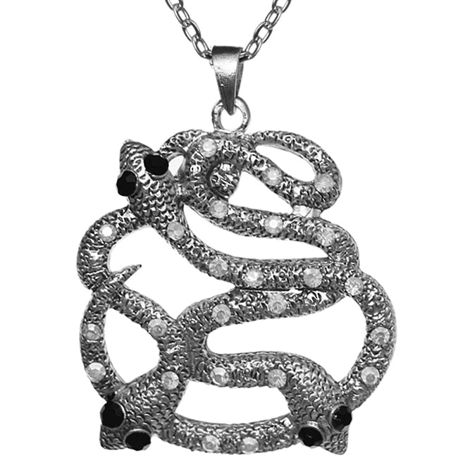 Silver Clear Snake Charm Necklace