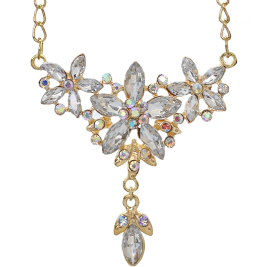 Clear Elegant Gemstone Chandelier Chain Necklace