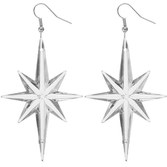 Clear Large Translucent Shooting Star Earrings