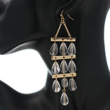 Clear 3 Tier Beaded Dangle Earrings