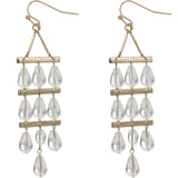 Clear 3 Tier Beaded Dangle Earrings