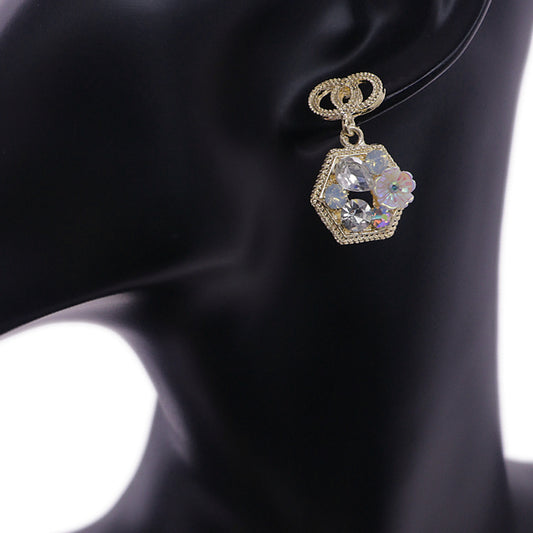 Clear Faux Gemstone Double Circle Post Earrings