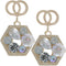 Clear Faux Gemstone Double Circle Post Earrings