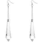 Clear Pointy Faux Crystal Drop Chain Earrings