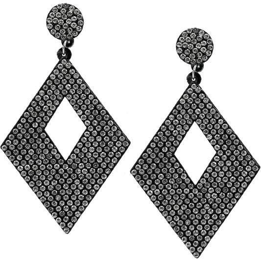 Clear Rhinestone Rhombus Felt Earrings