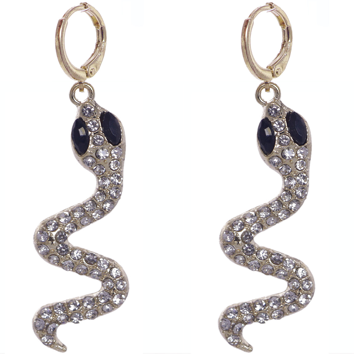 Gold Beaded Slither Snake Leverback Earrings