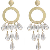 Clear Transparent Beaded Hoop Dangle Earrings