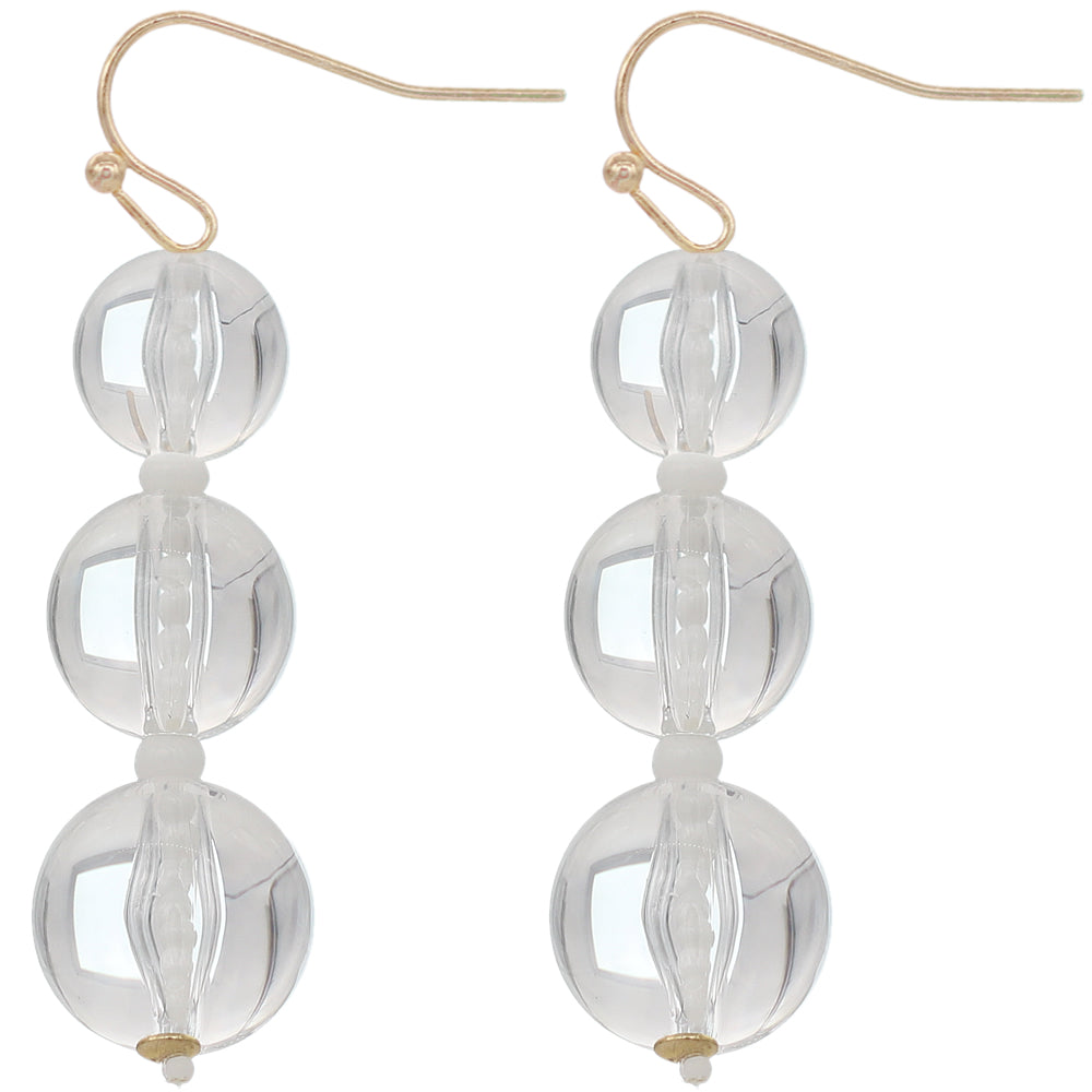 Clear Transparent Triple Ball Drop Earrings