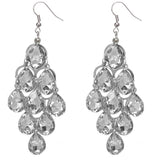 Clear Faceted Teardrop Chandelier Earrings