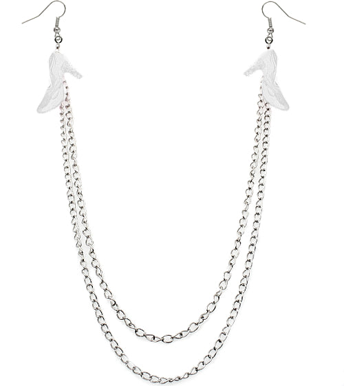 Clear Double Chain High Heel Necklace Earrings