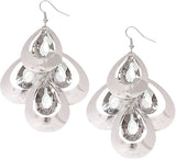 Clear Silver Cascade Tier Teardrop Earrings