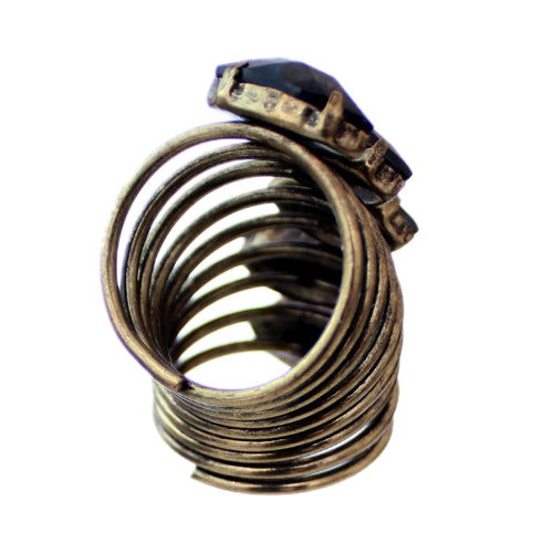 Green Beaded Coil Wrap Ring