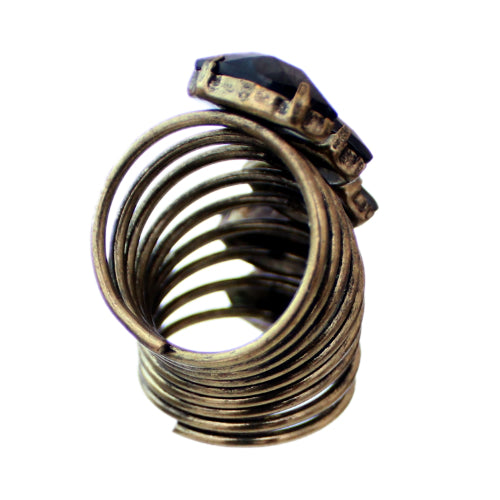 Black Beaded Coil Wrap Ring