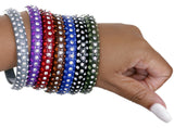 Blue Triple Row Rhinestone Bangle Bracelet