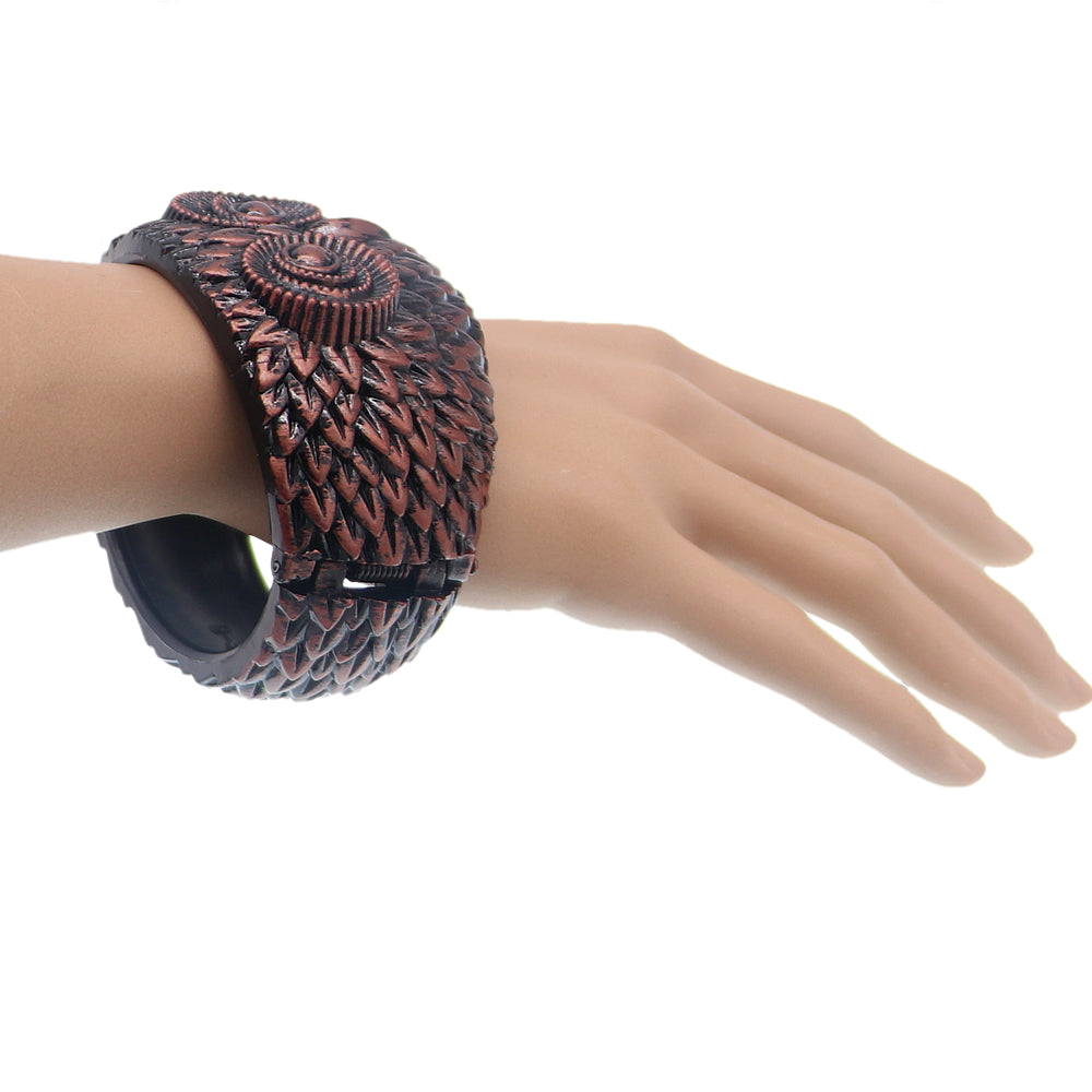 Copper Black Hoot Owl Hinged Bracelet