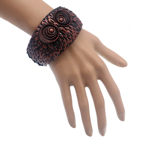 Copper Black Hoot Owl Hinged Bracelet
