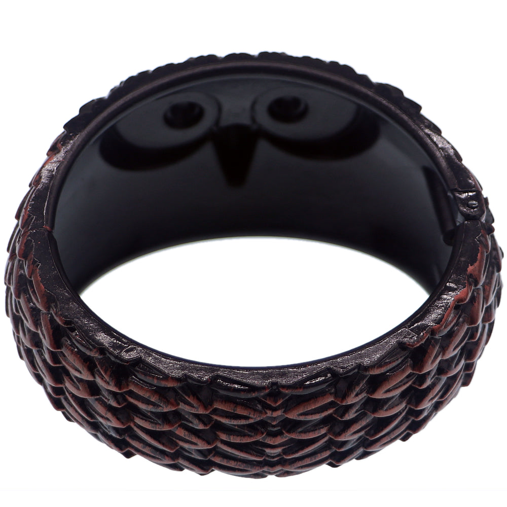 Copper Black Hoot Owl Hinged Bracelet