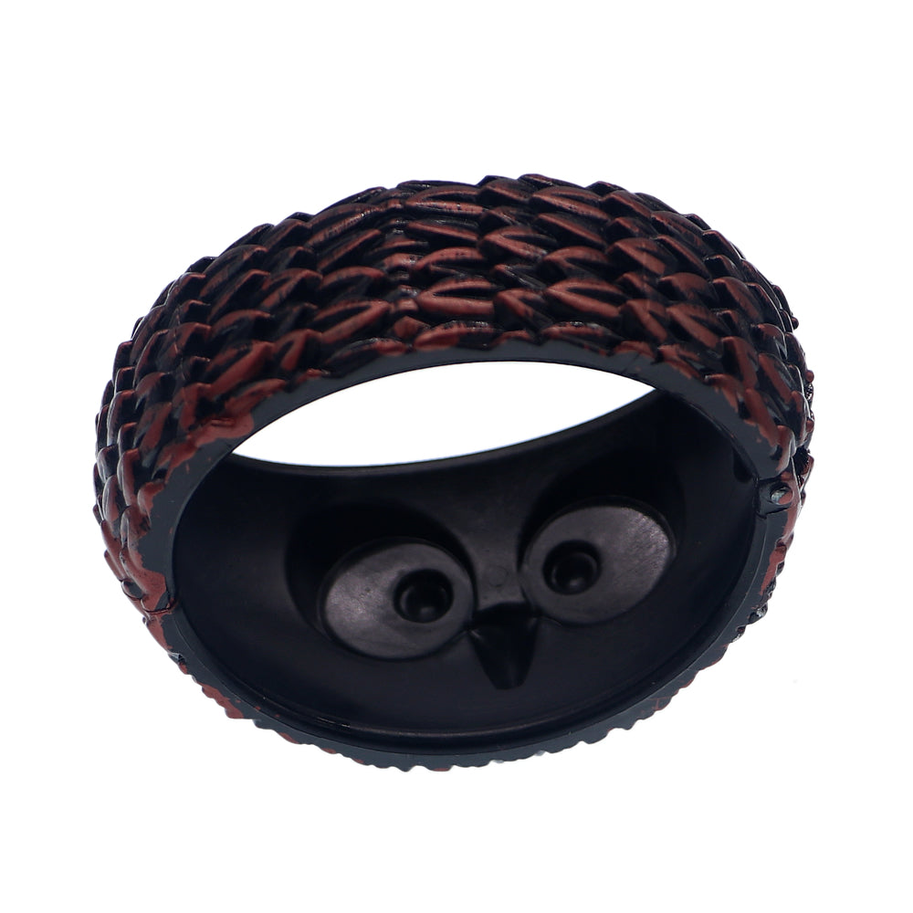 Copper Black Hoot Owl Hinged Bracelet