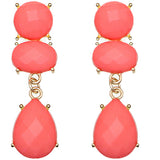 Coral Elegant Faceted Teardrop Post Earrings