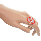 Orange Purple Circular Beaded Adjustable Ring