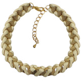 White Fabric Twisted Metal Clasp Bracelet