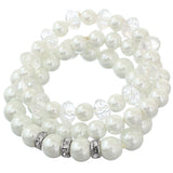 Cream Faux Pearl Stretch Bracelet Earrings Set