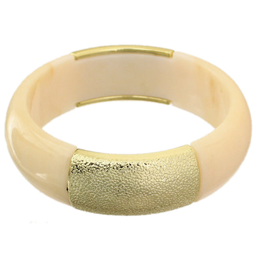 Cream Gold Frosted Resin Bangle Bracelet