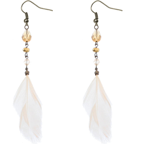 Cream Feather Earrings