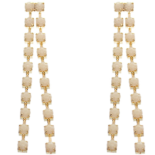 Cream Elegant Beaded Drop Earrings