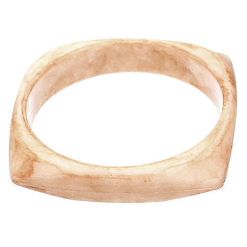 Cream Glossy Faux Marble Bangle Bracelet