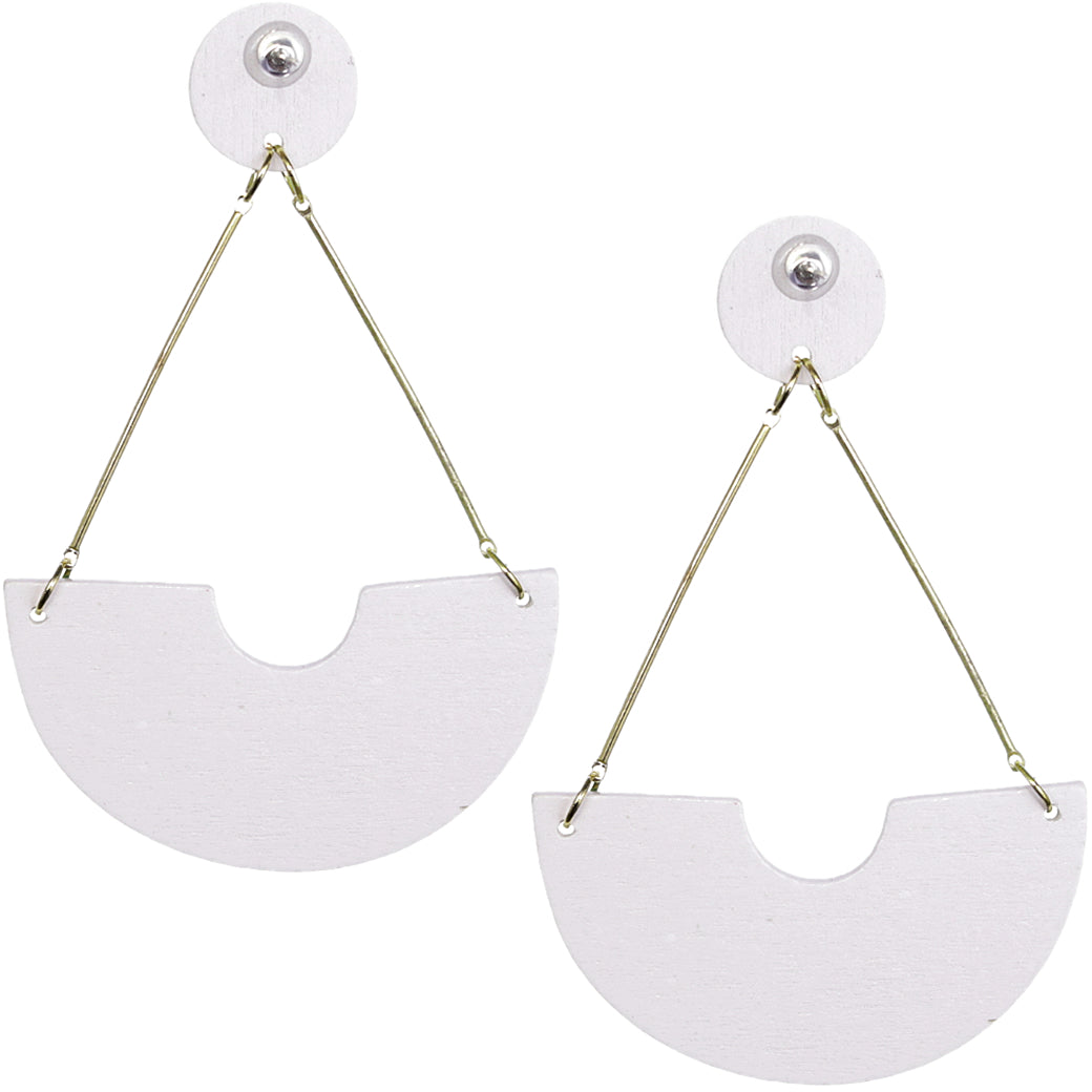 Red Crescent Triangular Shape Post Earrings