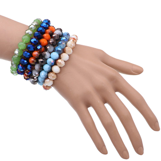 Orange Blue Briolette Bead Stretch Bracelet