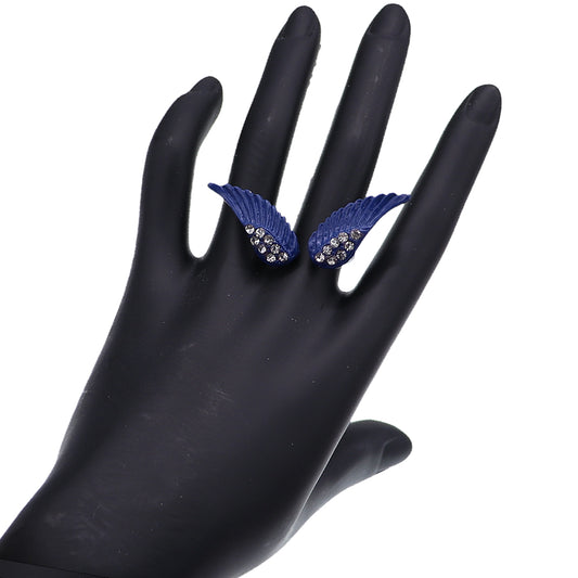 Dark Blue Double Angel Wing Cuff Ring