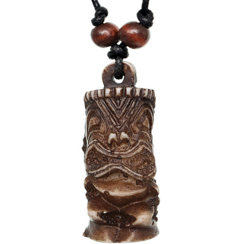 Brown Hawaiian Tiki Totem Nylon Necklace