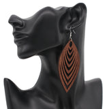 Dark Brown Leaf Cutout Wooden Earrings