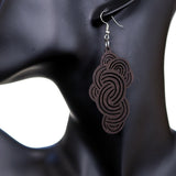 Dark Brown Swirly Cloud Wooden Earrings