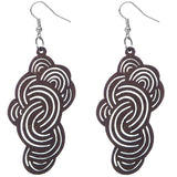Dark Brown Swirly Cloud Wooden Earrings