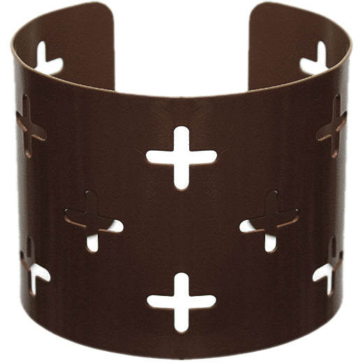 Dark Brown Cutout Cross Metal Cuff Bracelet