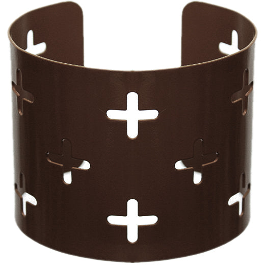 Dark Brown Cutout Cross Metal Cuff Bracelet