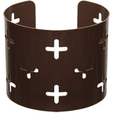 Dark Brown Cutout Cross Metal Cuff Bracelet