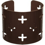 Dark Brown Cutout Cross Metal Cuff Bracelet