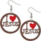 Brown I Love Jesus Wooden Earrings