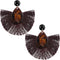 Brown Oval Fan Tassel Earrings