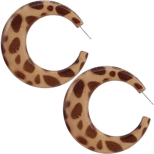 Brown Spotted Hoop Earrings