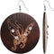 Dark Brown Wooden Butterfly Rhinestone Earrings