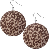 Dark Brown Cheetah Print Wooden Earrings